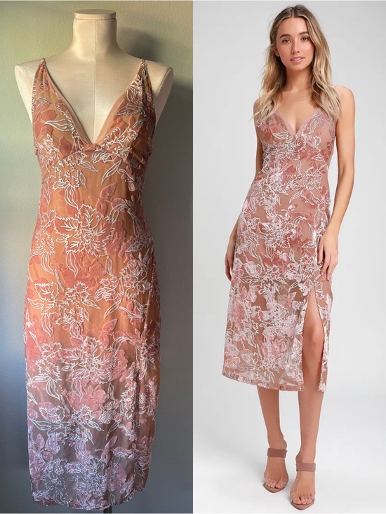 Lulus Dresses & Skirts - Lulu’s Katrin Mauve Velvet Burnout Floral Print MIDI Dress